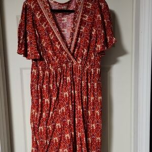 Red Floral Women's Sun Dress. Size 1XL